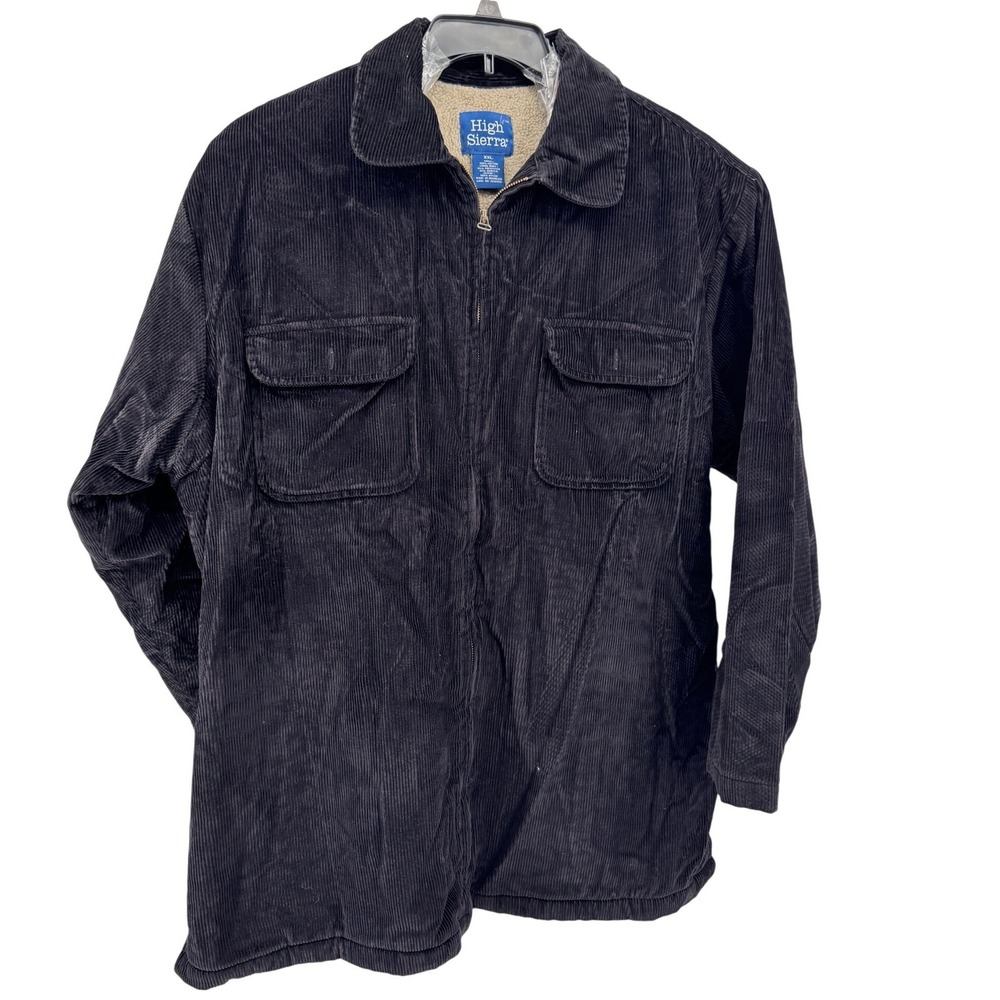 Vintage Corduroy Sherpa Lined Jacket XXL High Sierra Zip Up Jacket‎ Black